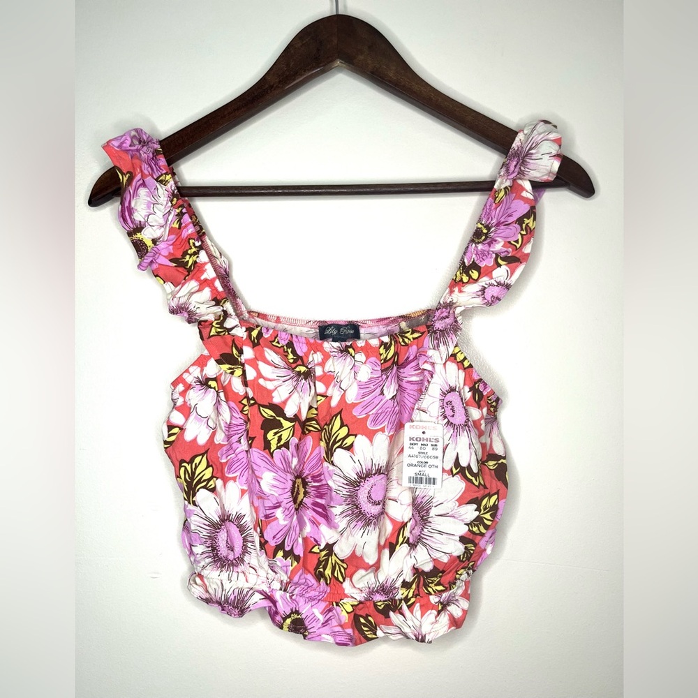 3 for 20 LILY ROSE Ruffle Floral Crop Top | Small